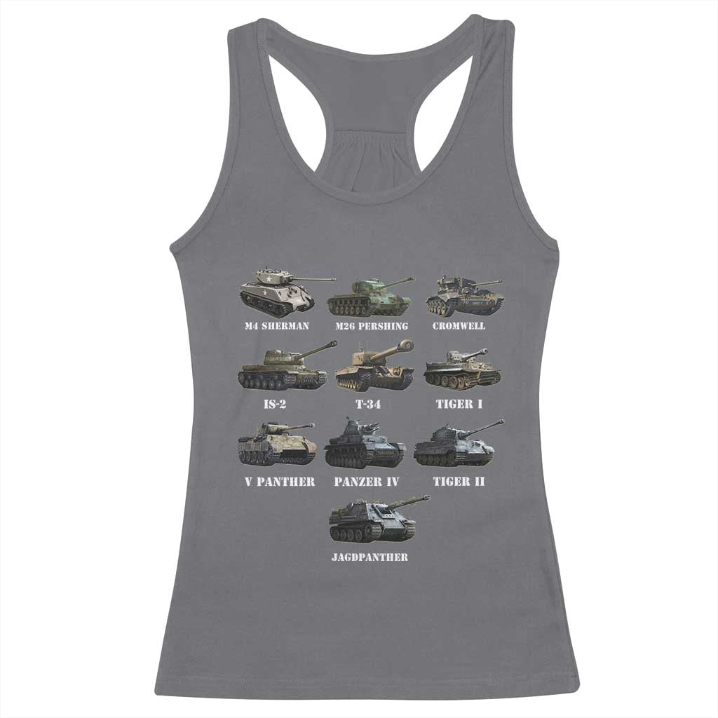 WW2 Tanks Racerback Tank Top M4 Sherman Panzer IV Tiger II T-34 History Buff