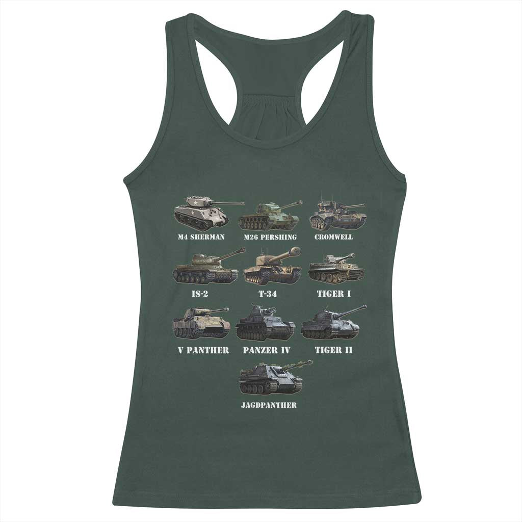 WW2 Tanks Racerback Tank Top M4 Sherman Panzer IV Tiger II T-34 History Buff