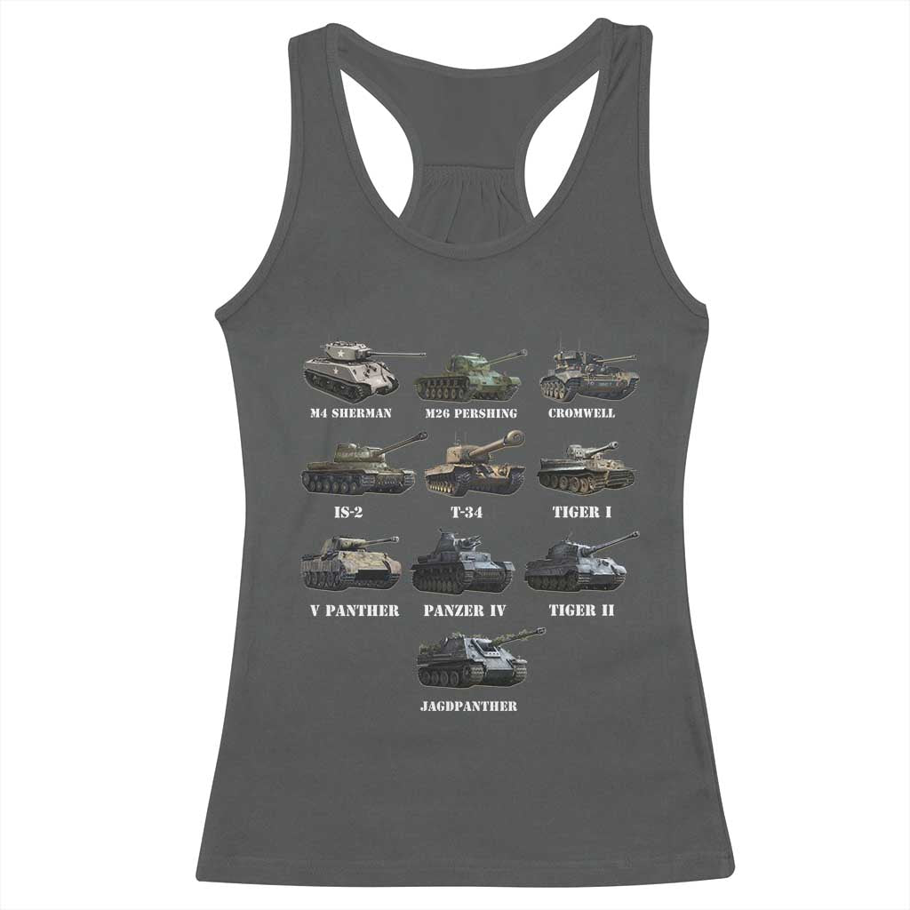 WW2 Tanks Racerback Tank Top M4 Sherman Panzer IV Tiger II T-34 History Buff