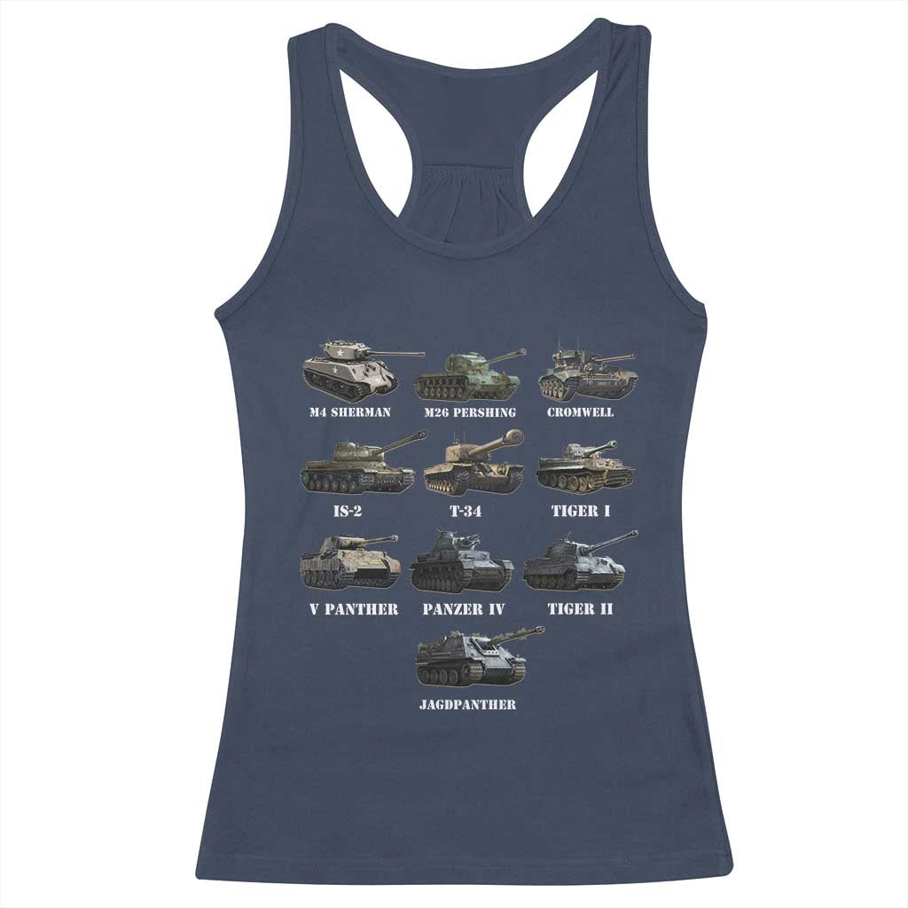 WW2 Tanks Racerback Tank Top M4 Sherman Panzer IV Tiger II T-34 History Buff