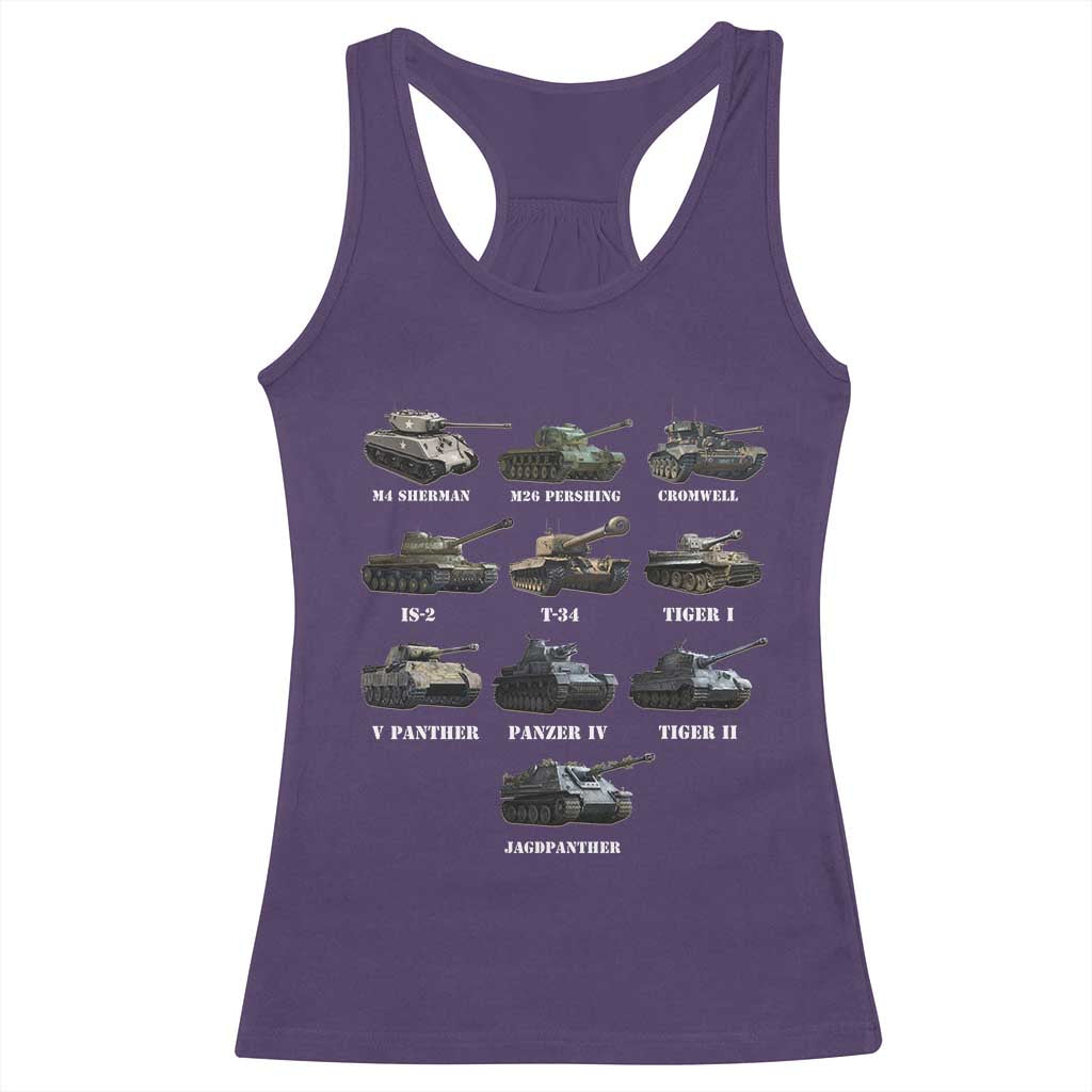 WW2 Tanks Racerback Tank Top M4 Sherman Panzer IV Tiger II T-34 History Buff