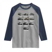 WW2 Tanks Raglan Shirt M4 Sherman Panzer IV Tiger II T-34 History Buff