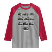WW2 Tanks Raglan Shirt M4 Sherman Panzer IV Tiger II T-34 History Buff