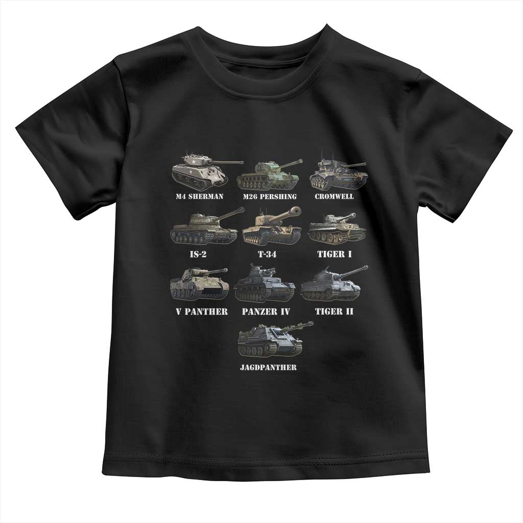 WW2 Tanks Toddler T Shirt M4 Sherman Panzer IV Tiger II T-34 History Buff