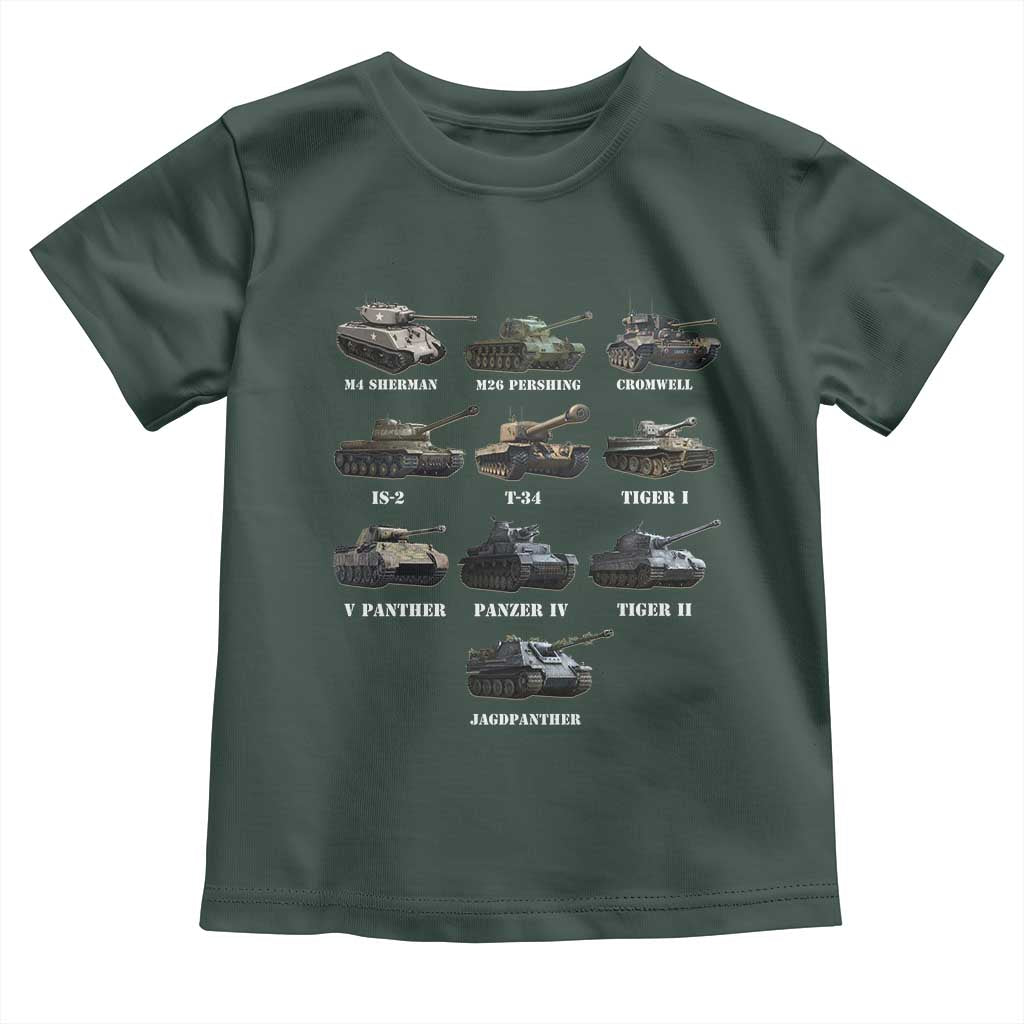 WW2 Tanks Toddler T Shirt M4 Sherman Panzer IV Tiger II T-34 History Buff