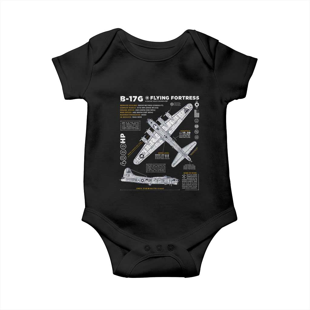 B-17 Flying Fortress Baby Onesie WW2 B-17G Bomber Vintage Aviation