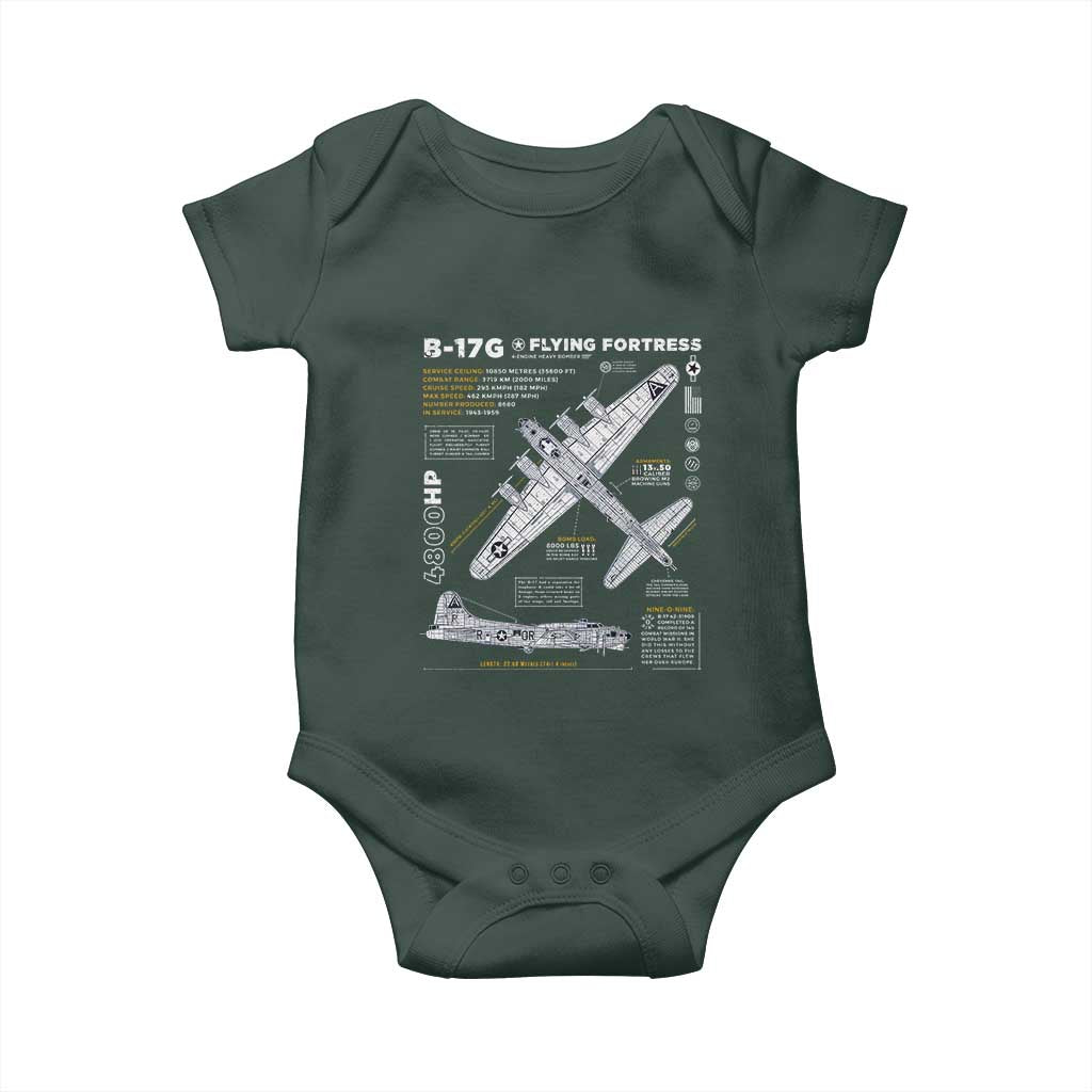 B-17 Flying Fortress Baby Onesie WW2 B-17G Bomber Vintage Aviation