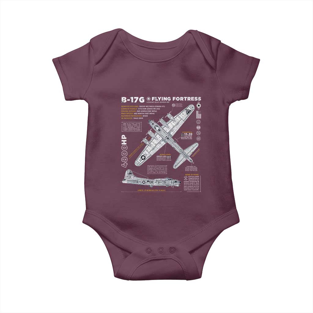 B-17 Flying Fortress Baby Onesie WW2 B-17G Bomber Vintage Aviation