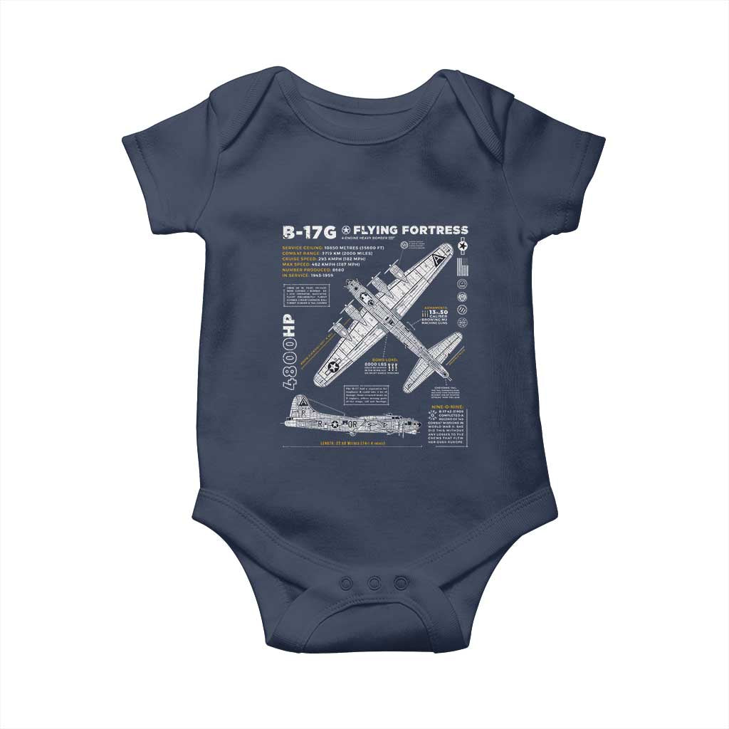 B-17 Flying Fortress Baby Onesie WW2 B-17G Bomber Vintage Aviation