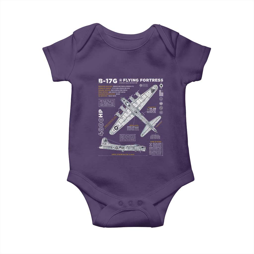 B-17 Flying Fortress Baby Onesie WW2 B-17G Bomber Vintage Aviation