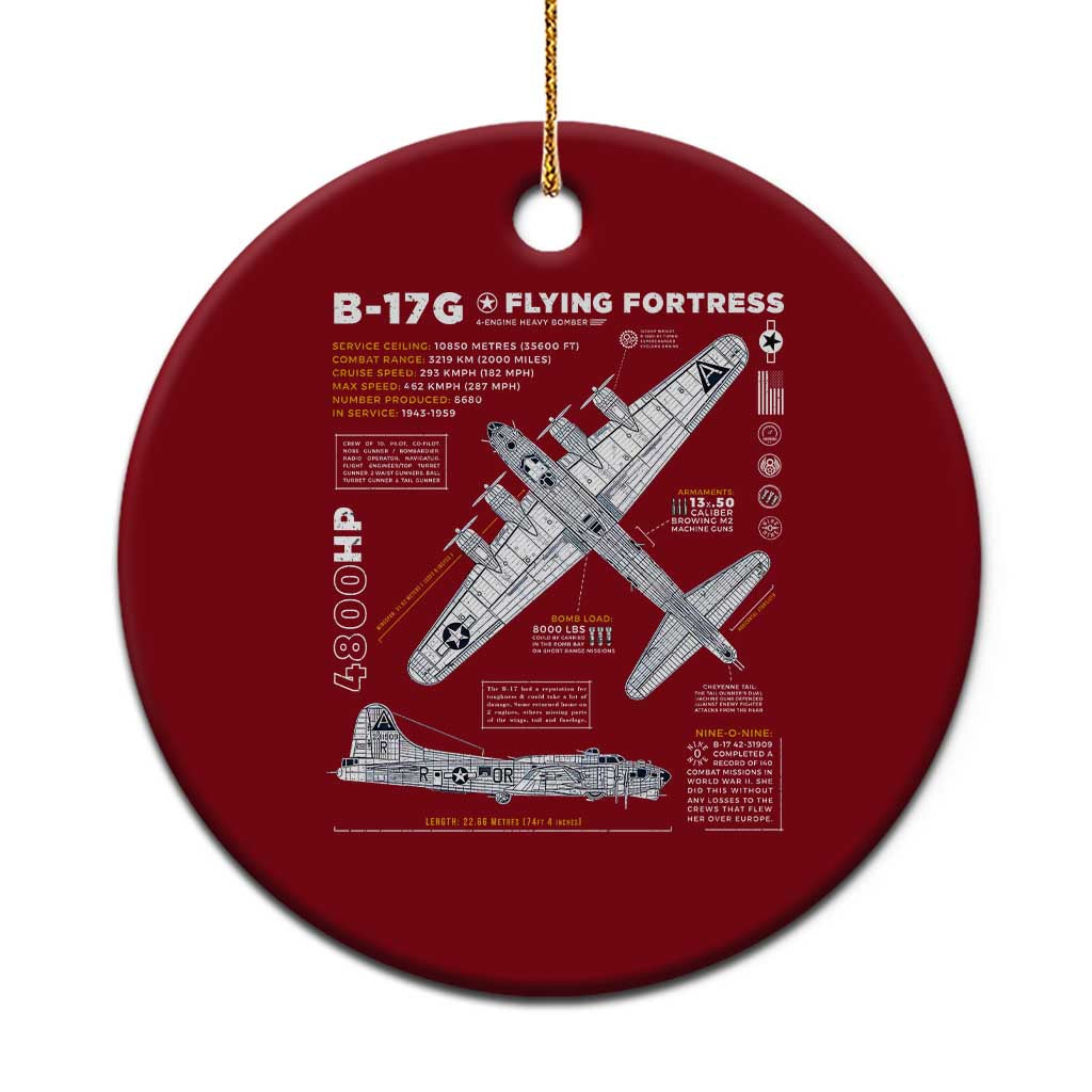 B-17 Flying Fortress Ceramic Ornament WW2 B-17G Bomber Vintage Aviation - Wonder Print Shop