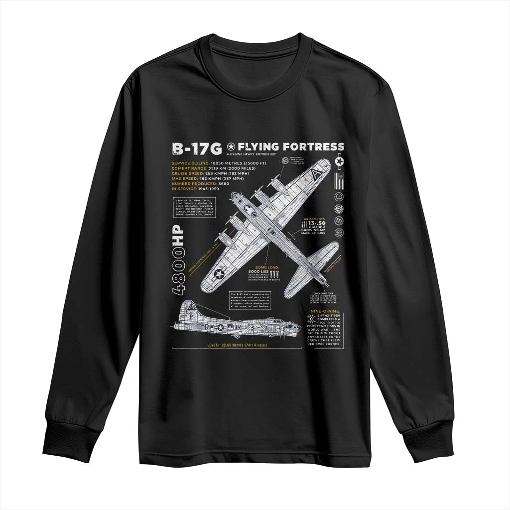 B-17 Flying Fortress Long Sleeve Shirt WW2 B-17G Bomber Vintage Aviation