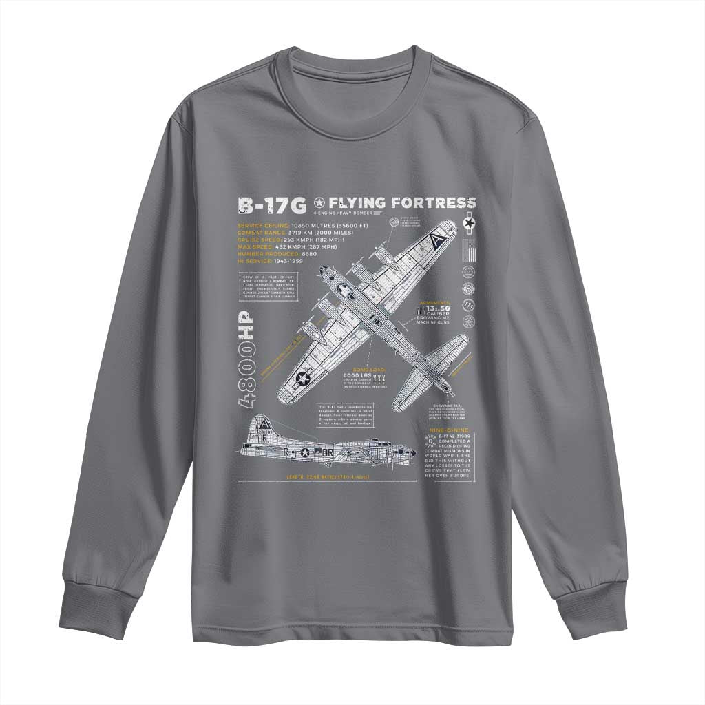 B-17 Flying Fortress Long Sleeve Shirt WW2 B-17G Bomber Vintage Aviation