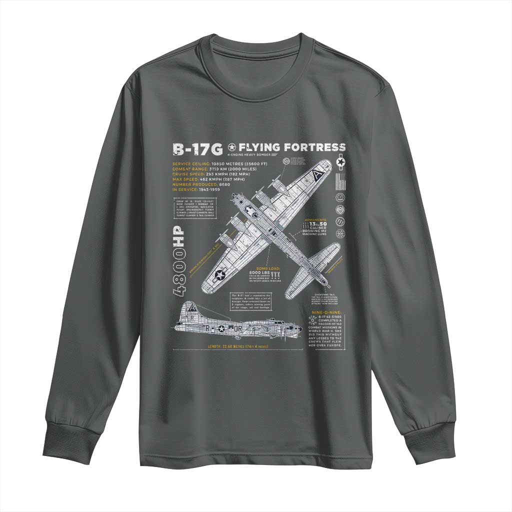 B-17 Flying Fortress Long Sleeve Shirt WW2 B-17G Bomber Vintage Aviation