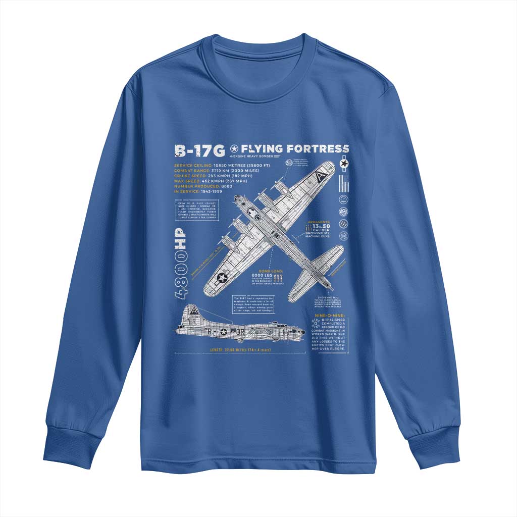 B-17 Flying Fortress Long Sleeve Shirt WW2 B-17G Bomber Vintage Aviation