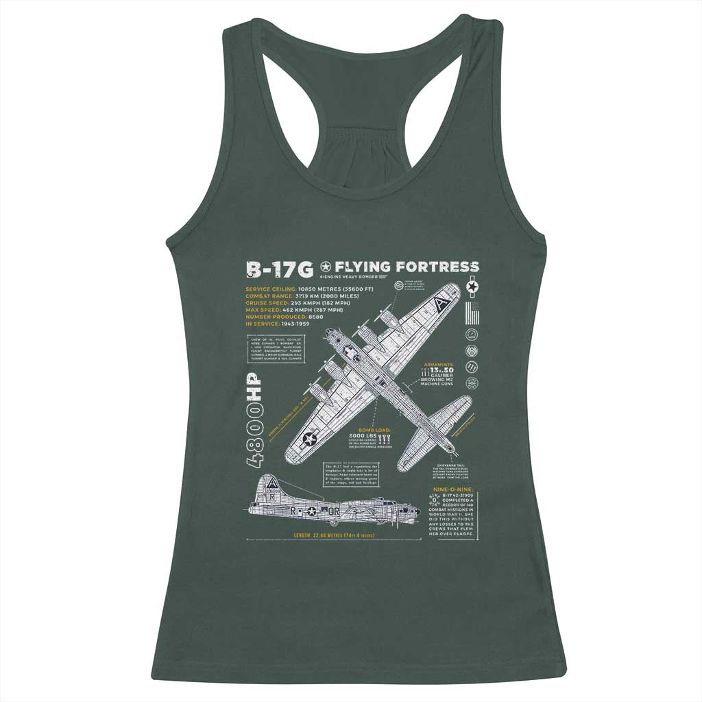 B-17 Flying Fortress Racerback Tank Top WW2 B-17G Bomber Vintage Aviation