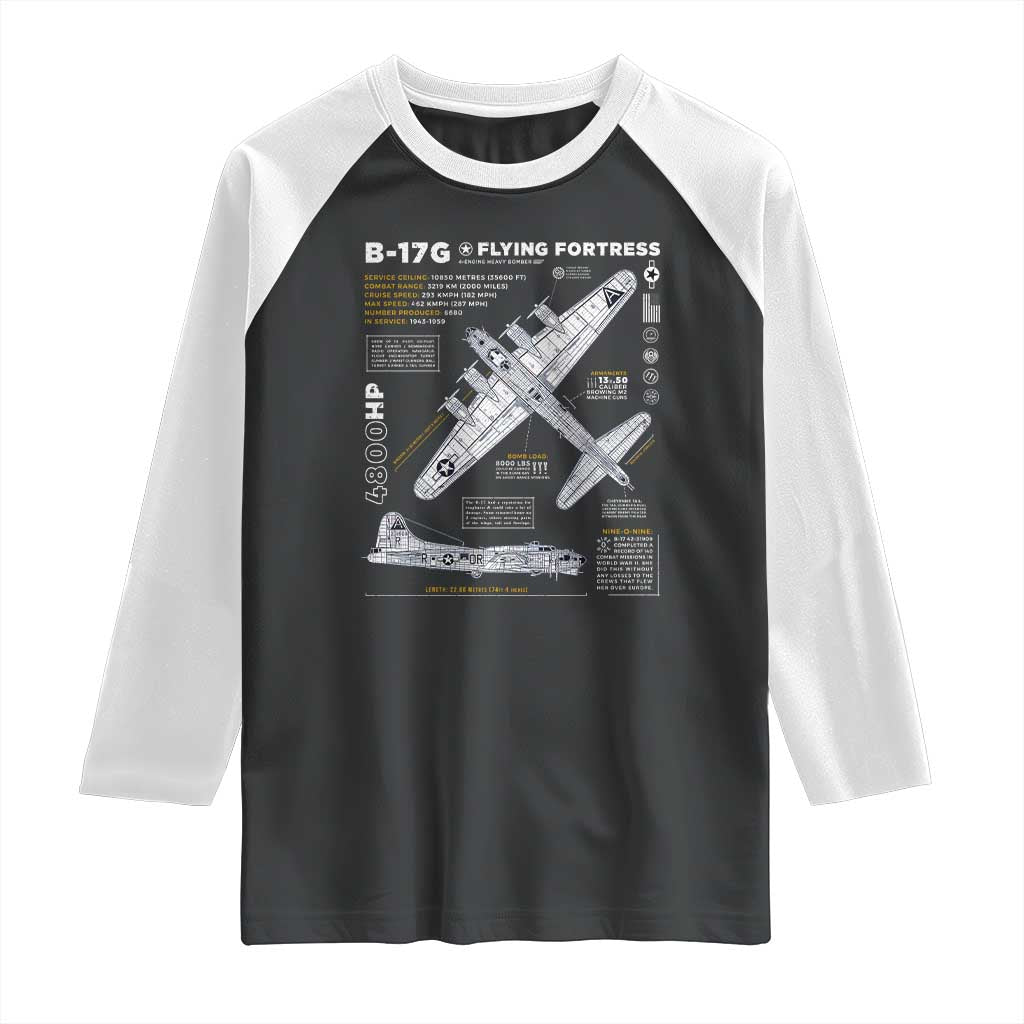 B-17 Flying Fortress Raglan Shirt WW2 B-17G Bomber Vintage Aviation