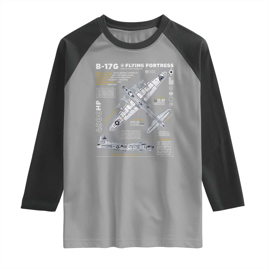 B-17 Flying Fortress Raglan Shirt WW2 B-17G Bomber Vintage Aviation