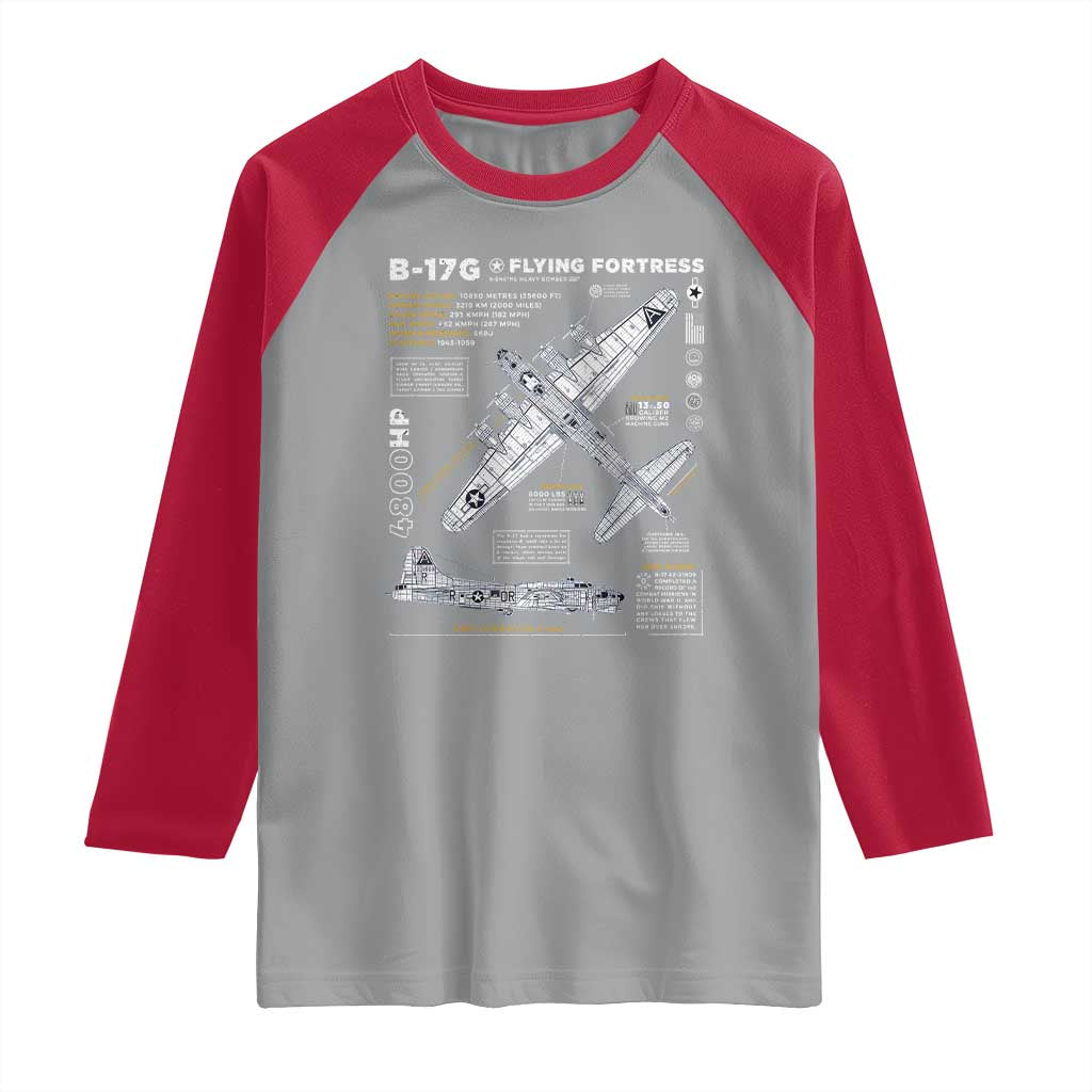 B-17 Flying Fortress Raglan Shirt WW2 B-17G Bomber Vintage Aviation