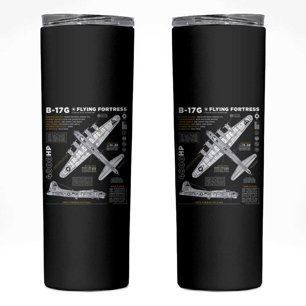 B-17 Flying Fortress Skinny Tumbler WW2 B-17G Bomber Vintage Aviation