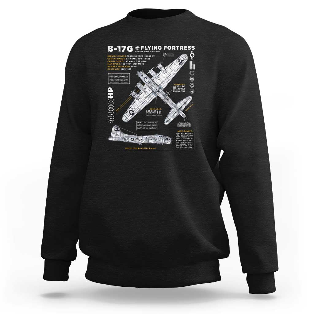 B-17 Flying Fortress Sweatshirt WW2 B-17G Bomber Vintage Aviation