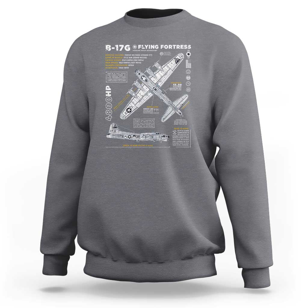 B-17 Flying Fortress Sweatshirt WW2 B-17G Bomber Vintage Aviation