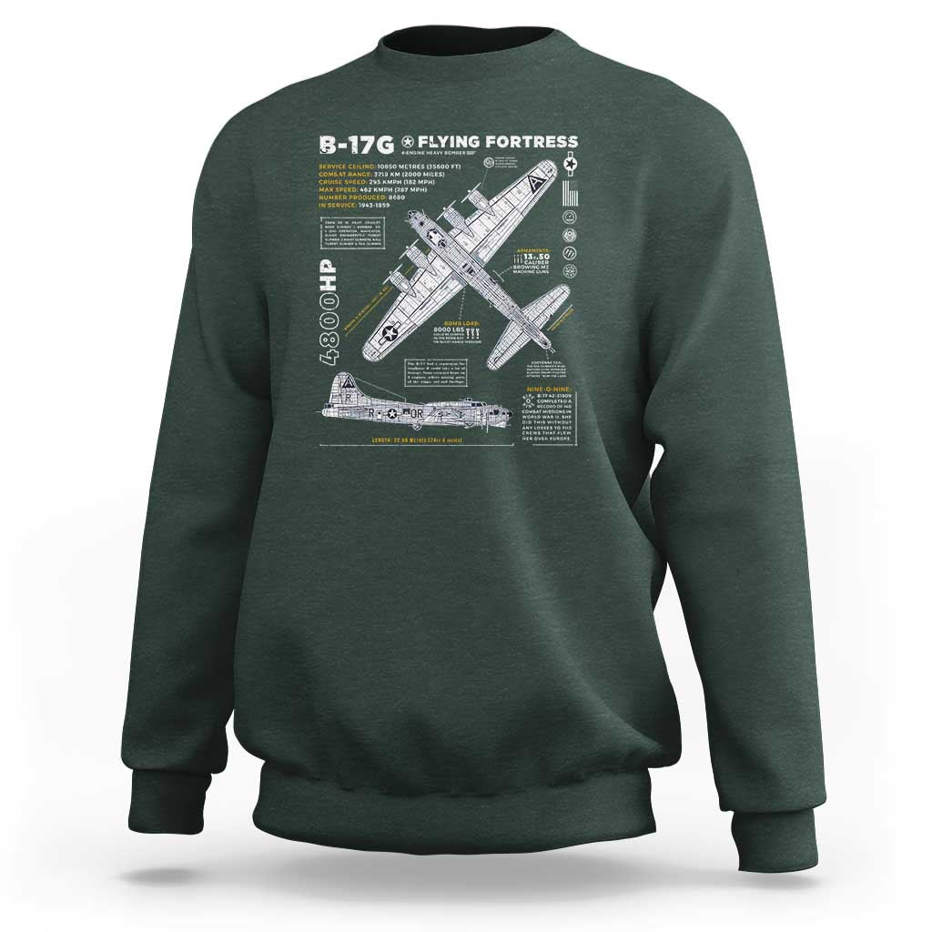 B-17 Flying Fortress Sweatshirt WW2 B-17G Bomber Vintage Aviation