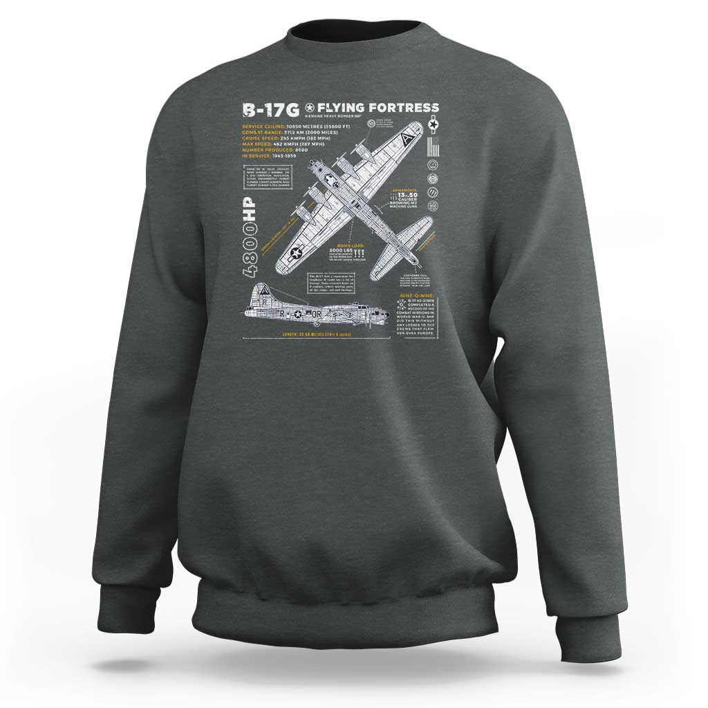 B-17 Flying Fortress Sweatshirt WW2 B-17G Bomber Vintage Aviation