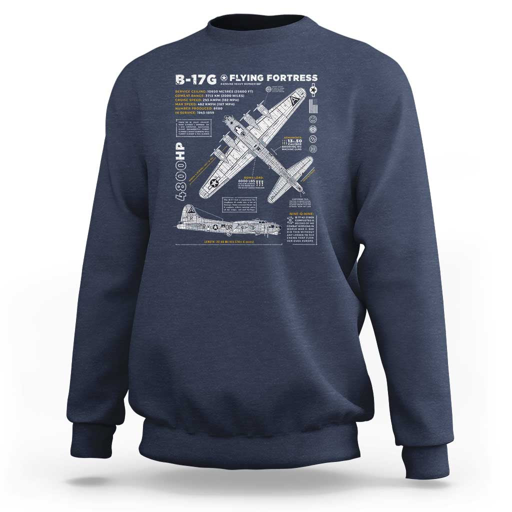 B-17 Flying Fortress Sweatshirt WW2 B-17G Bomber Vintage Aviation