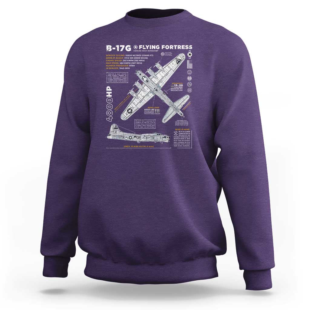 B-17 Flying Fortress Sweatshirt WW2 B-17G Bomber Vintage Aviation