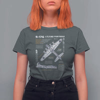 B-17 Flying Fortress T Shirt For Women WW2 B-17G Bomber Vintage Aviation