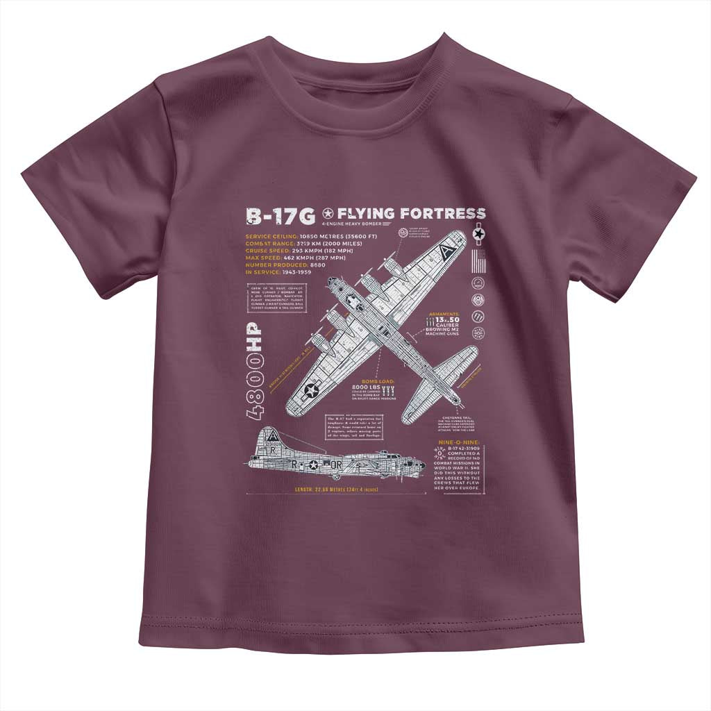 B-17 Flying Fortress Toddler T Shirt WW2 B-17G Bomber Vintage Aviation