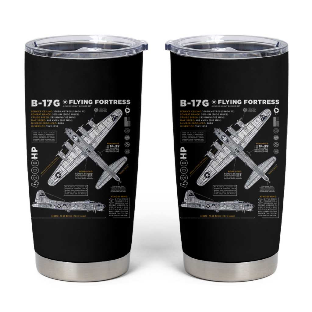 B-17 Flying Fortress Tumbler Cup WW2 B-17G Bomber Vintage Aviation