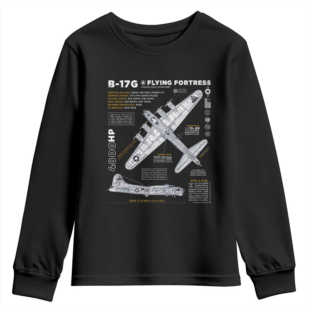 B-17 Flying Fortress Youth Sweatshirt WW2 B-17G Bomber Vintage Aviation