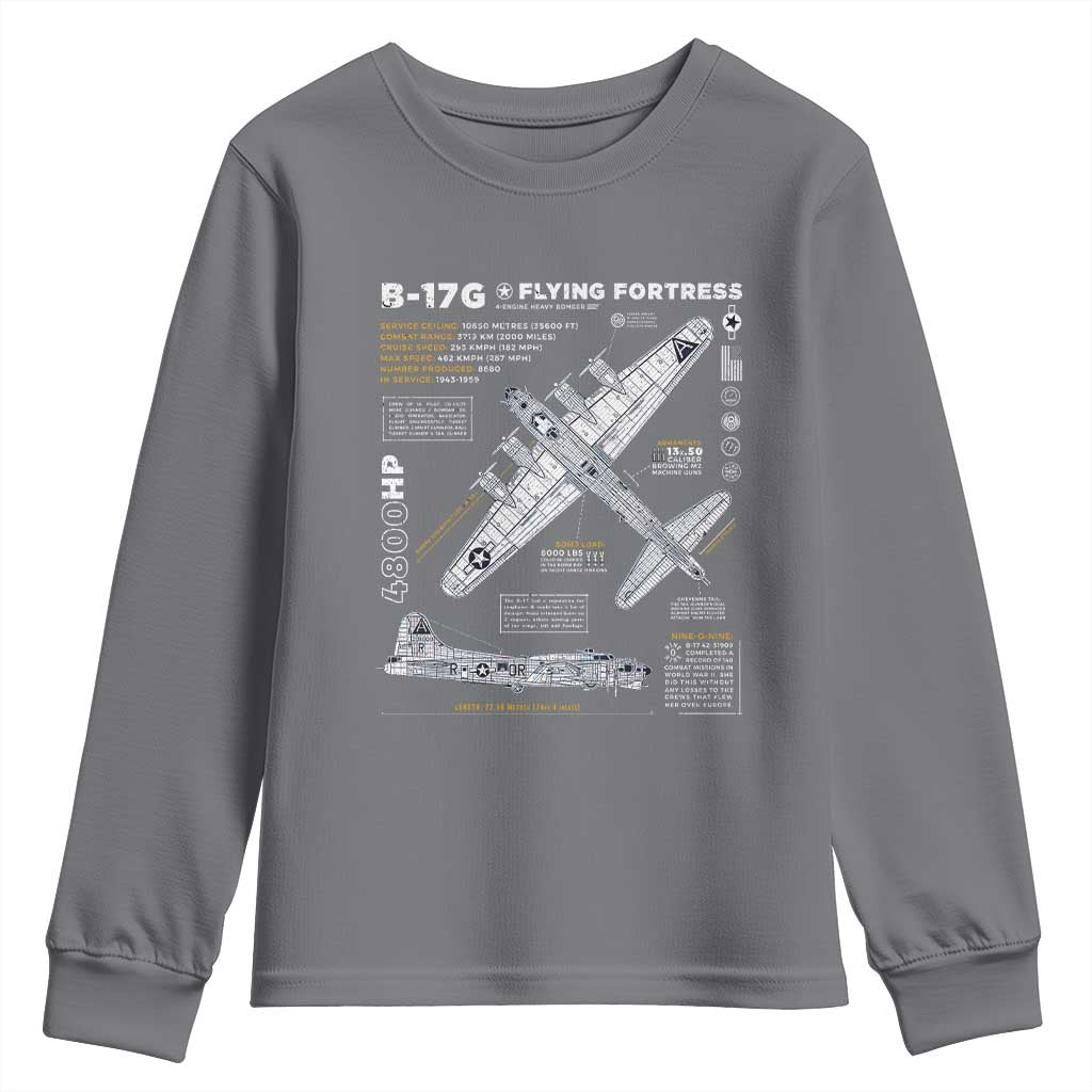 B-17 Flying Fortress Youth Sweatshirt WW2 B-17G Bomber Vintage Aviation