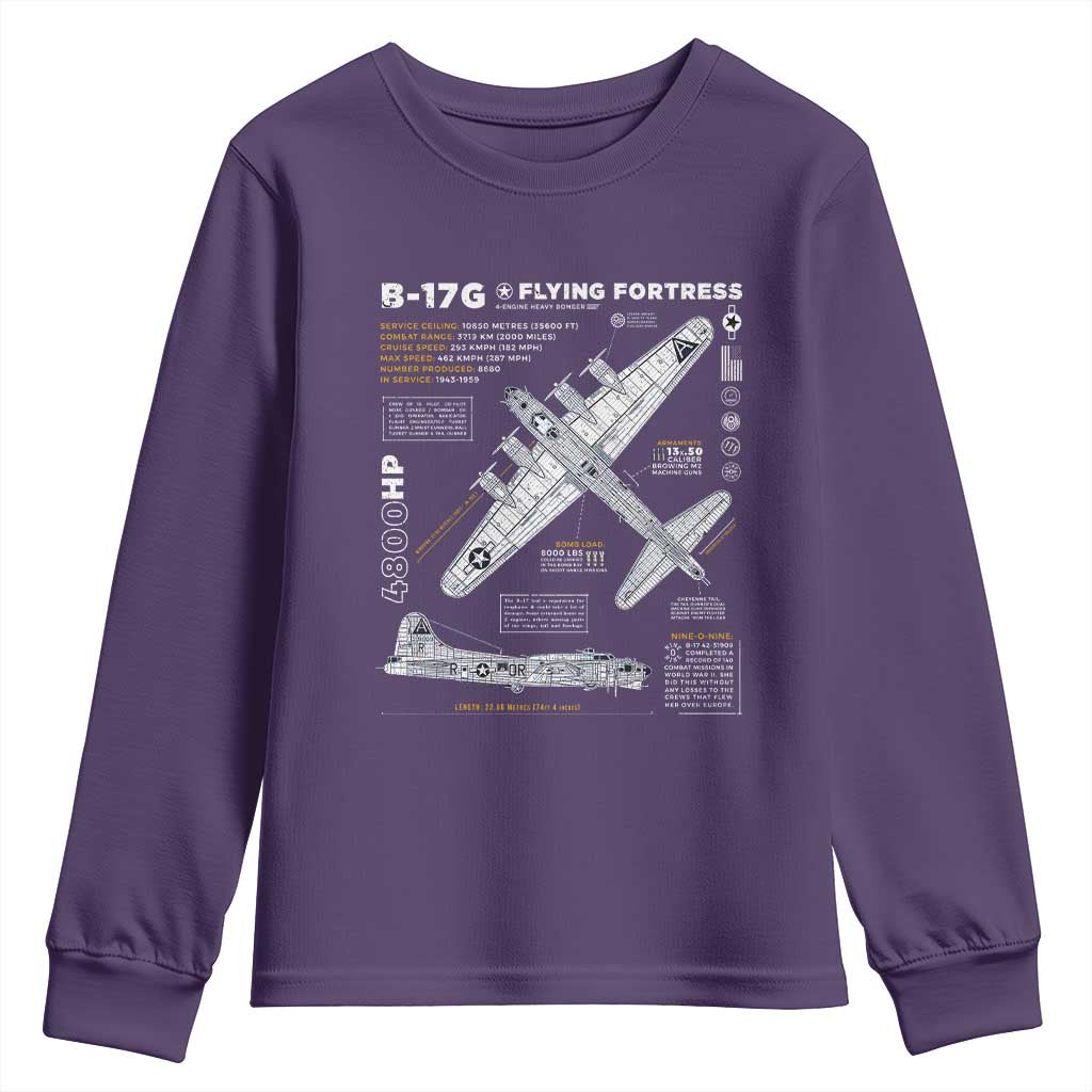 B-17 Flying Fortress Youth Sweatshirt WW2 B-17G Bomber Vintage Aviation