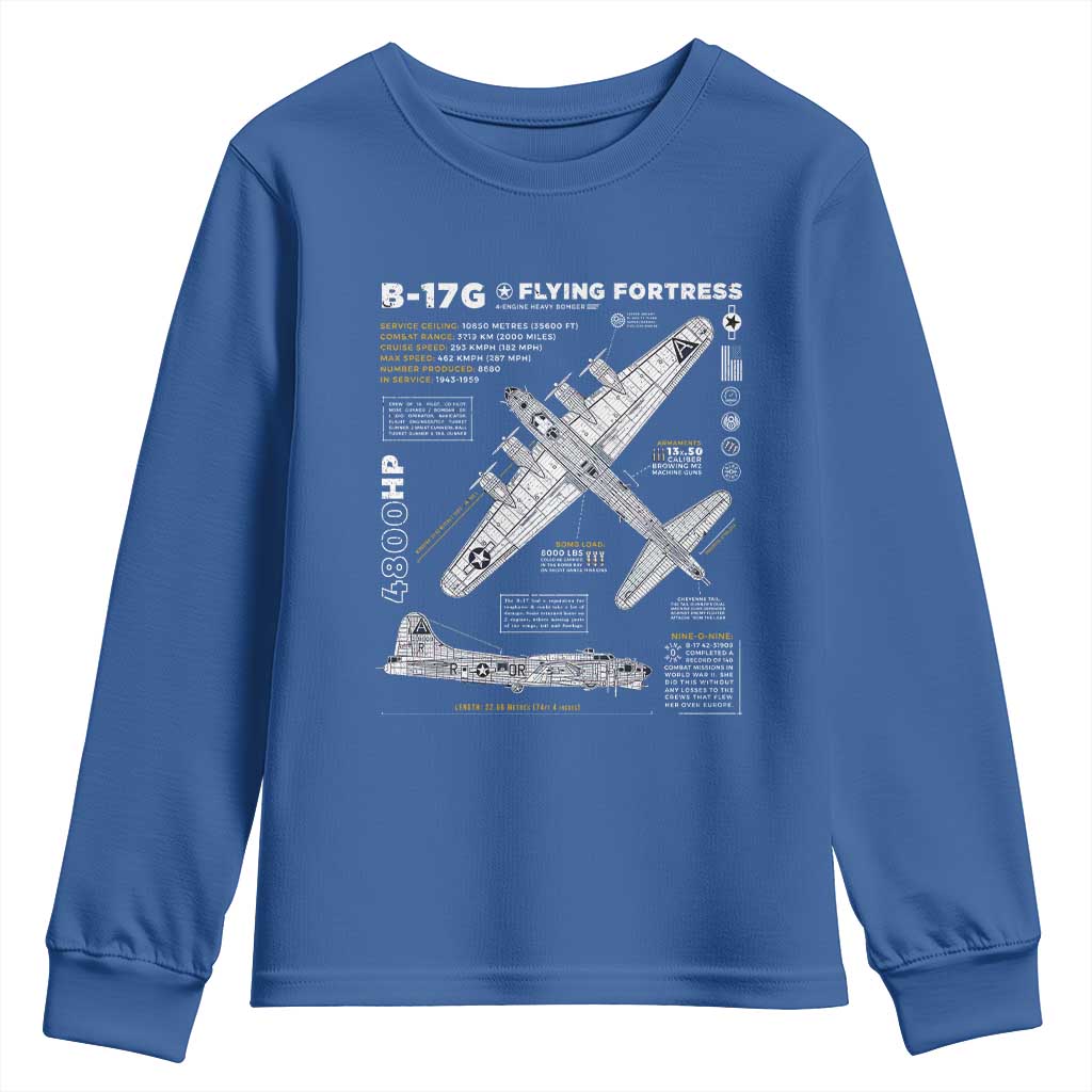 B-17 Flying Fortress Youth Sweatshirt WW2 B-17G Bomber Vintage Aviation