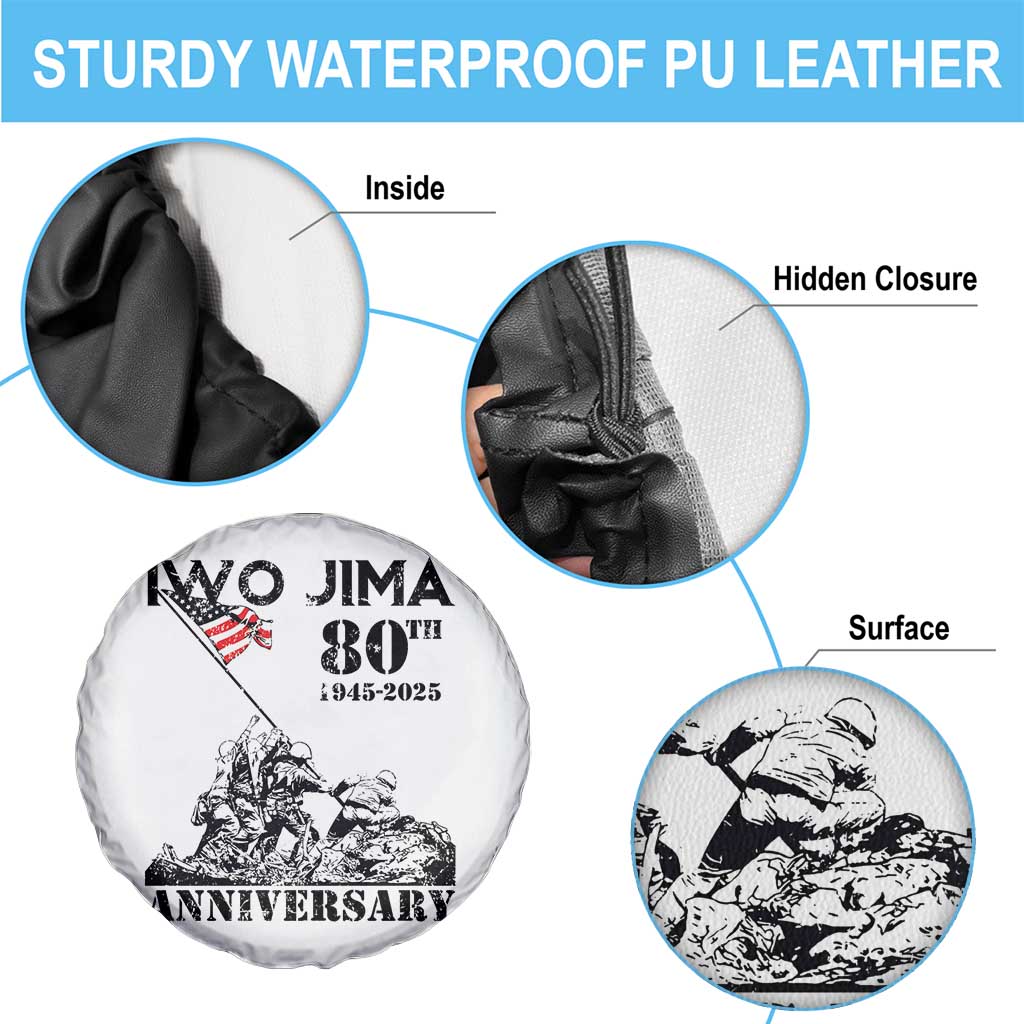Iwo Jima WWII Veteran Spare Tire Cover 80th Anniversary 4th of July US Flag
