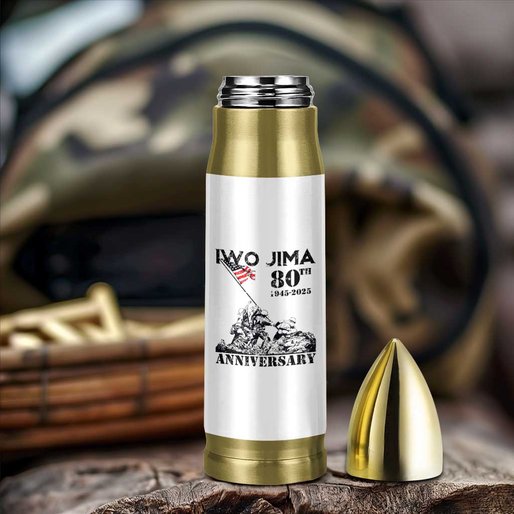 Iwo Jima WWII Veteran Bullet Tumbler 80th Anniversary 4th of July US Flag