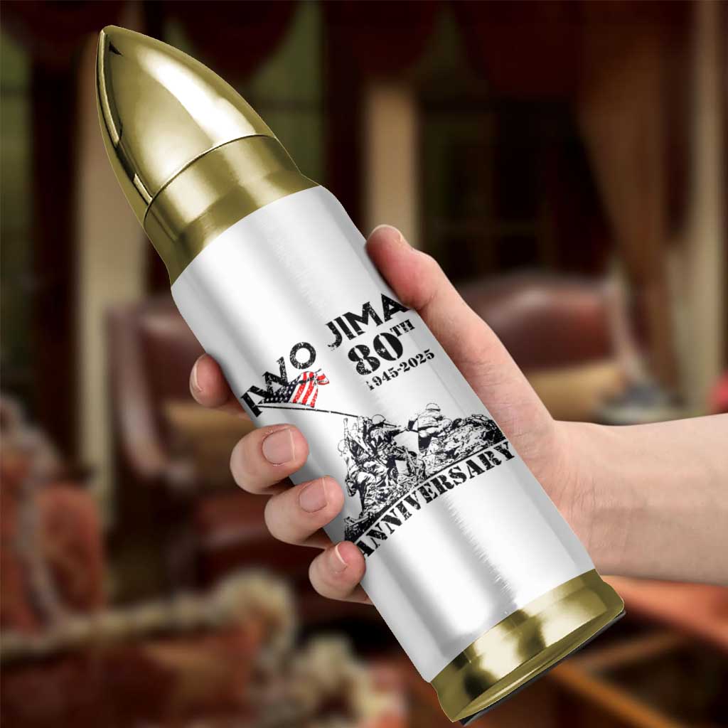 Iwo Jima WWII Veteran Bullet Tumbler 80th Anniversary 4th of July US Flag