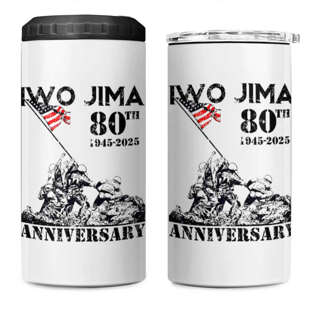 Iwo Jima WWII Veteran 4 in 1 Can Cooler Tumbler 80th Anniversary 4th of July US Flag