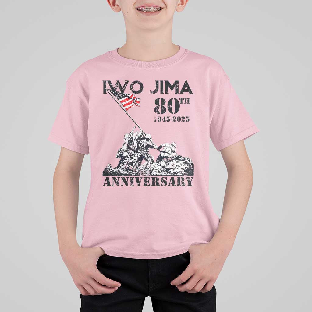 Iwo Jima WWII Veteran T Shirt For Kid 80th Anniversary 4th of July US Flag