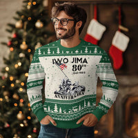 Iwo Jima WWII Veteran Ugly Christmas Sweater 80th Anniversary 4th of July US Flag - Wonder Print Shop