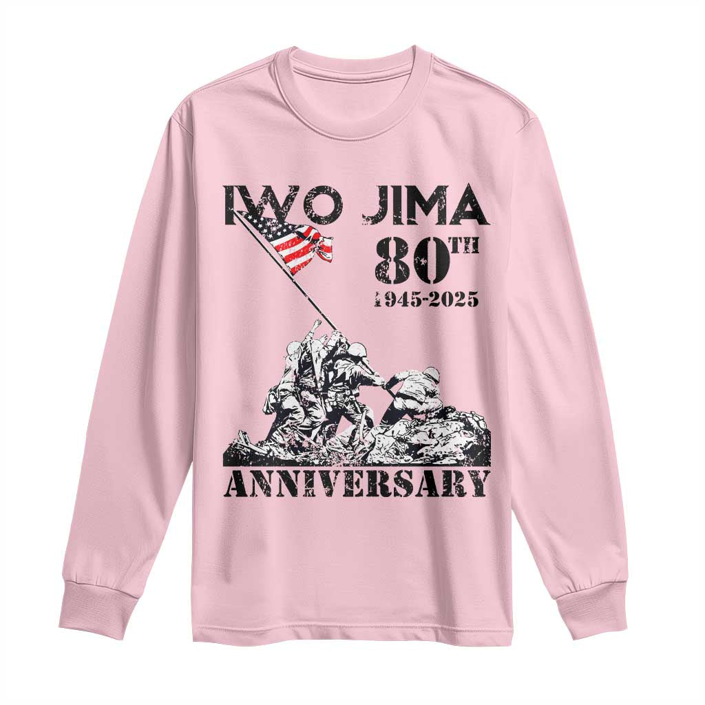 Iwo Jima WWII Veteran Long Sleeve Shirt 80th Anniversary 4th of July US Flag