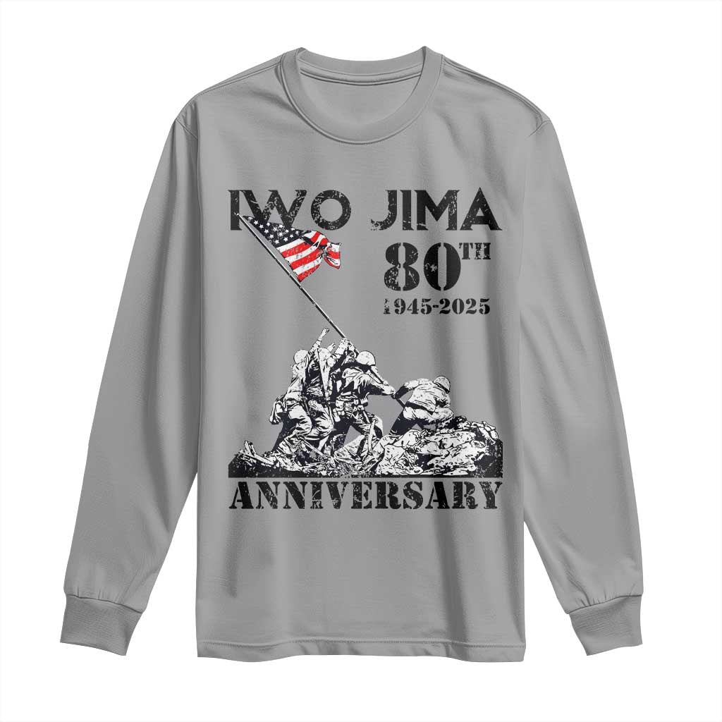 Iwo Jima WWII Veteran Long Sleeve Shirt 80th Anniversary 4th of July US Flag