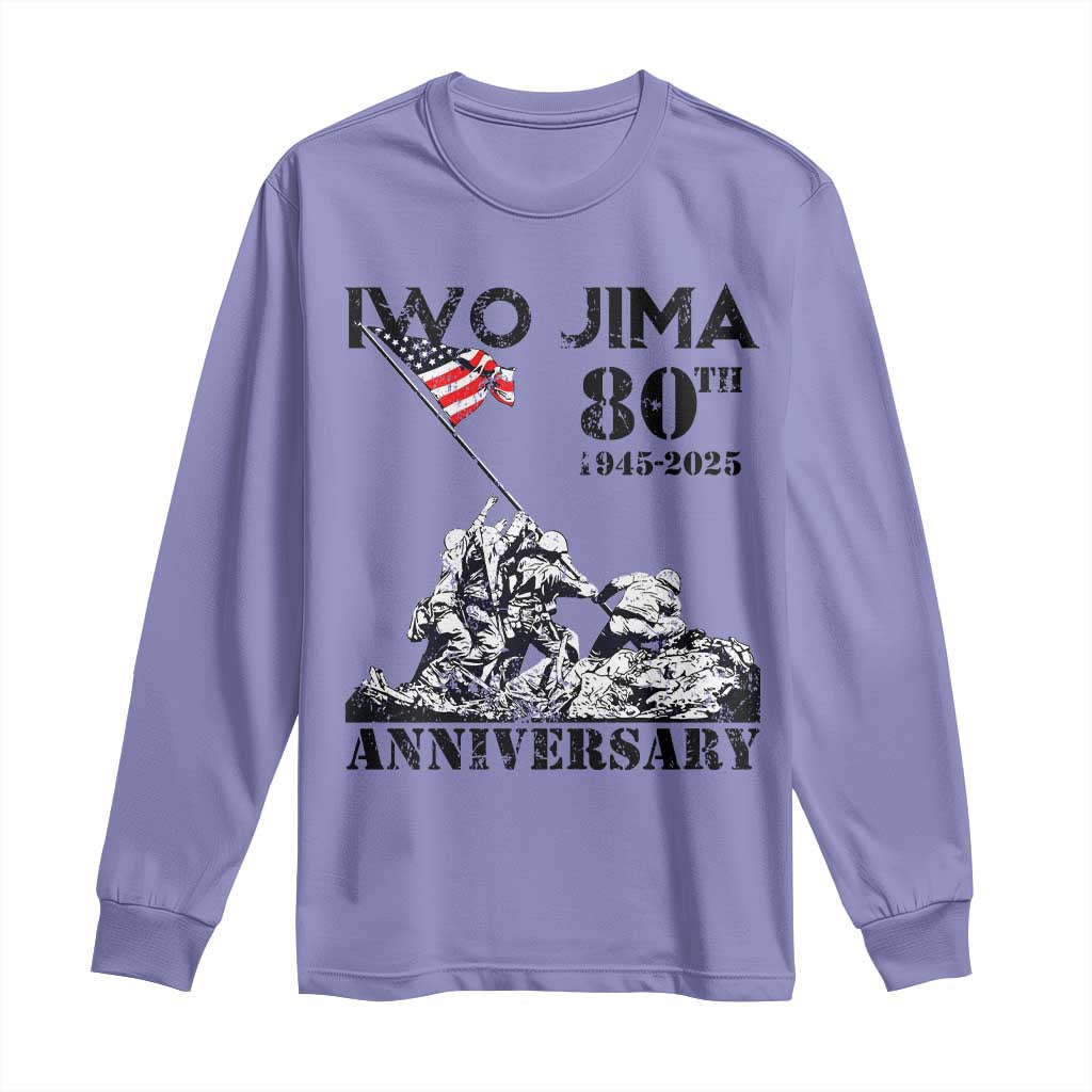 Iwo Jima WWII Veteran Long Sleeve Shirt 80th Anniversary 4th of July US Flag