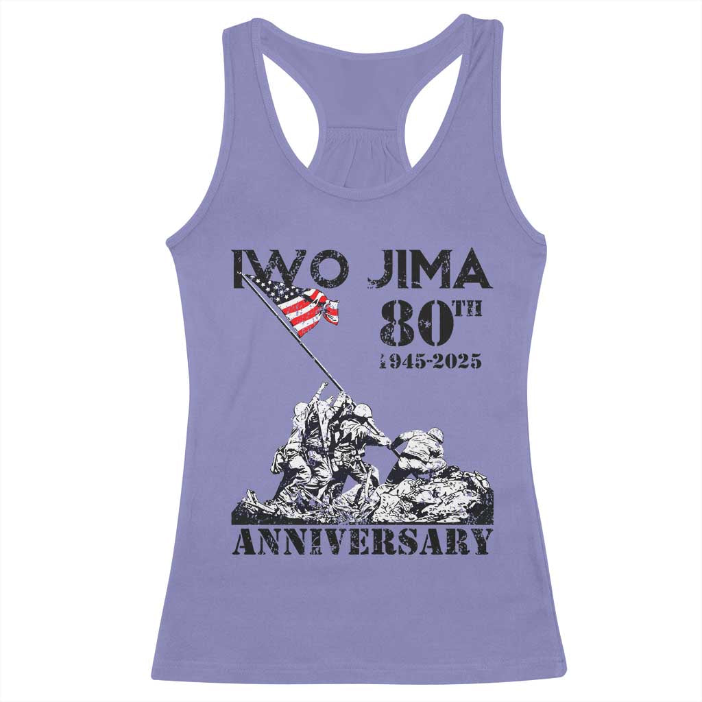 Iwo Jima WWII Veteran Racerback Tank Top 80th Anniversary 4th of July US Flag