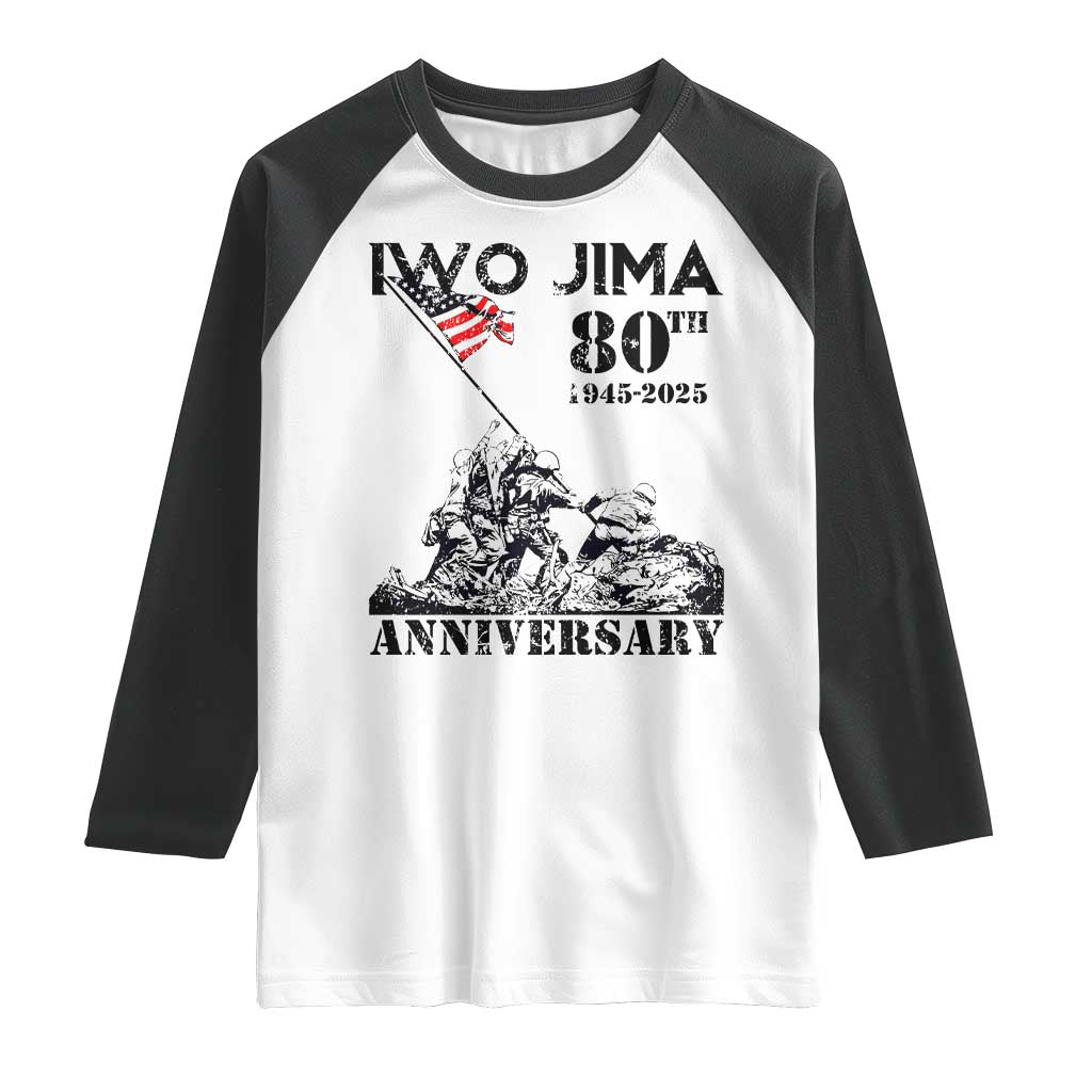 Iwo Jima WWII Veteran Raglan Shirt 80th Anniversary 4th of July US Flag