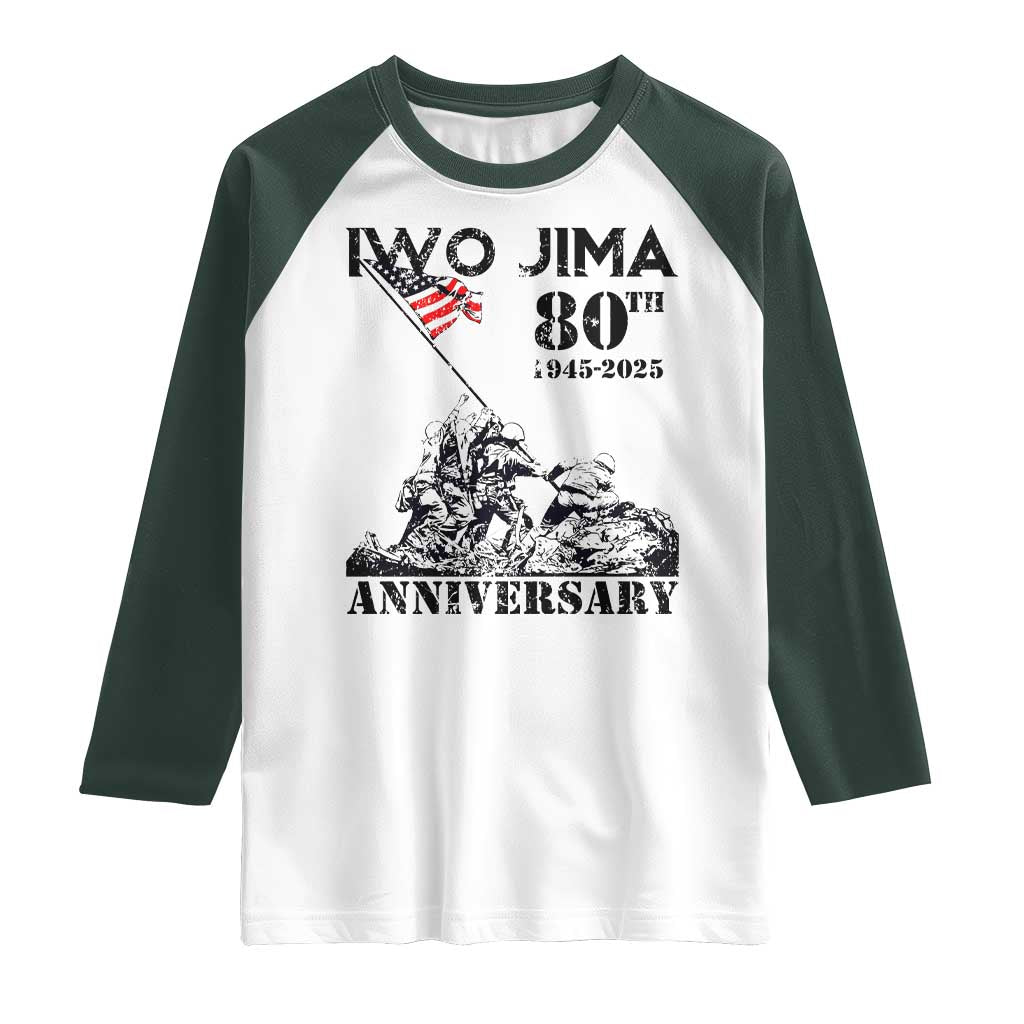Iwo Jima WWII Veteran Raglan Shirt 80th Anniversary 4th of July US Flag