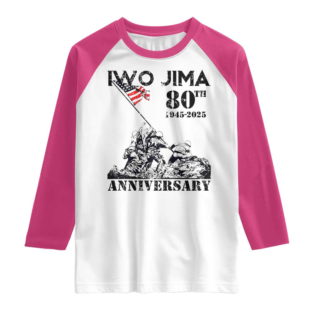 Iwo Jima WWII Veteran Raglan Shirt 80th Anniversary 4th of July US Flag